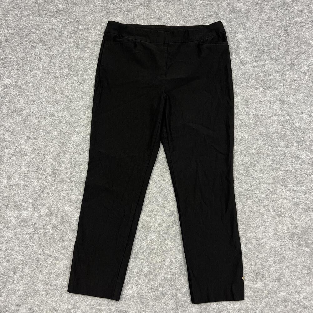 Chicos Pants Womens 12 Black Ankle Tapered Pull On Slim Stretch Pockets Jersey